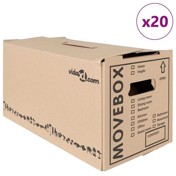 vidaXL Flyttlåda 20 pcs Naturfärg 59 x 31,5 x 31,5 cm Kartong