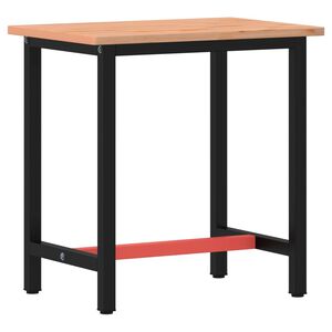 vidaXL Arbetsb&auml;nk 80x55x81,5 cm massivt boktr&auml; och metall