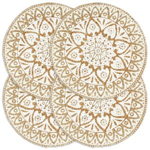 vidaXL Bordstabletter 4 st vit 38 cm rund jute