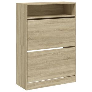 vidaXL Skosk&aring;p med 2 flip-l&aring;dor sonoma-ek 80x34x116 cm