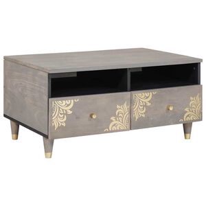 vidaXL Kaffeebord med l&aring;da Gr&aring; 80 x 54 x 40 cm Massivt mangotr&auml;