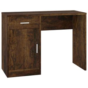 vidaXL Skrivbord l&aring;dor & sk&aring;p r&ouml;kf&auml;rgad ek 100x40x73cm konstruerat tr&auml;