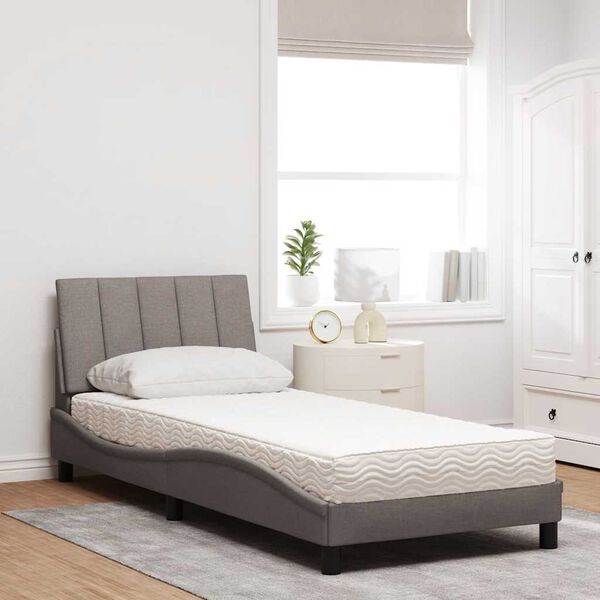 vidaXL Bed with Mattress "Hanko" Taupe 80x200 cm Fabric
