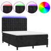 vidaXL Rams&auml;ng med madrass & LED svart 140x200 cm sammet