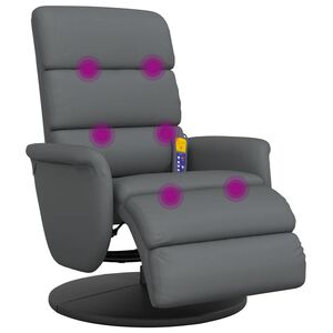 vidaXL Massagef&aring;t&ouml;lj med fotst&ouml;d gr&aring; konstl&auml;der