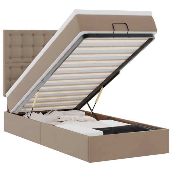 vidaXL Ottoman s&auml;ngram med madrass cappuccino 80x200 cm konstl&auml;der