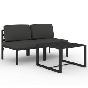 vidaXL Loungegrupp f&ouml;r tr&auml;dg&aring;rden 3 delar med dynor aluminium antracit