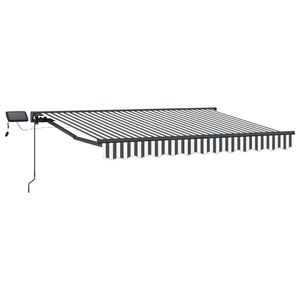 vidaXL Manuell markisram med LED-lampor Antracit och vitt 3,5 x 2 m