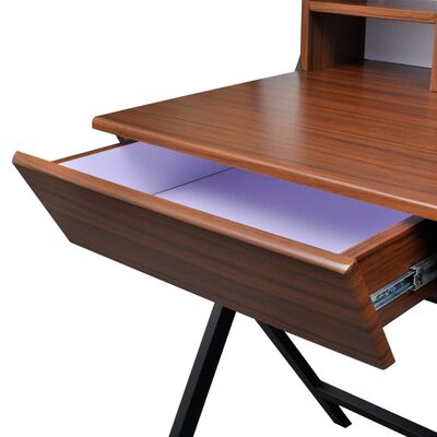 vidaXL Skrivbord med 2 lådor brun