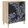vidaXL Kommode DOKKUM Bl&aring; ormbunkstryck 66 x 36,5 x 75 cm Sonoma-ek