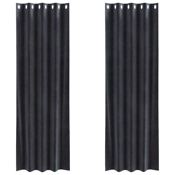 vidaXL M&ouml;rkl&auml;ggningsgardiner 2 pcs M&ouml;rkgr&aring; 140 x 260 cm Sammet