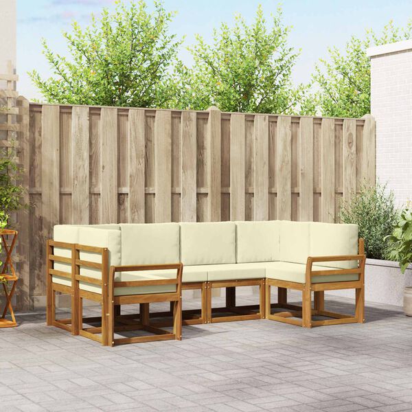 vidaXL Utomhussoffset med kudde 6 pcs Naturlig och Gr&auml;dde