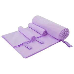 vidaXL Sporthandduk Set 3 pcs Lila Polyester och polyamid