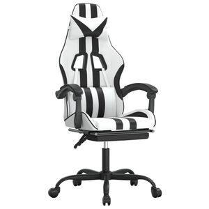 vidaXL Gamingstol med fotst&ouml;d vit och svart konstl&auml;der