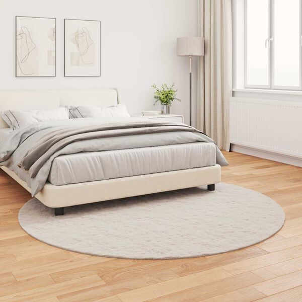 vidaXL Fusk-kaninpälsmatta Olite Beige Ø 160 cm Polyester