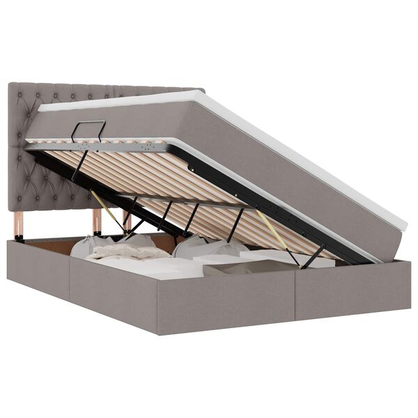 vidaXL F&ouml;rvaringss&auml;ng med LED med madrass Taupe 140 x 190 cm Polyester