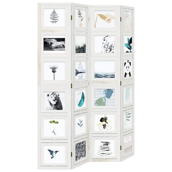 vidaXL Rumsavdelare 4 paneler vit massivt kejsartr&auml;