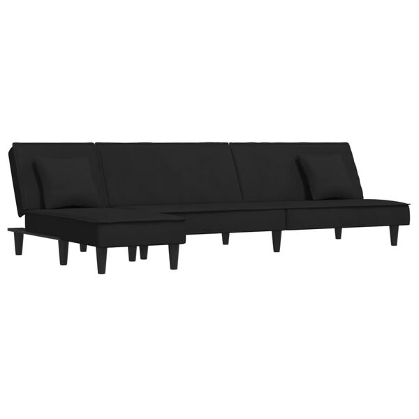vidaXL L-formad b&auml;ddsoffa svart 255x140x70 cm sammet