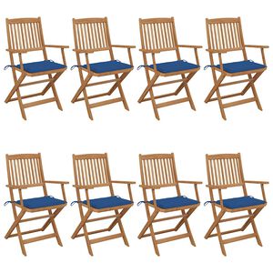 vidaXL Hopf&auml;llbara tr&auml;dg&aring;rdsstolar med dynor 8 st massivt akaciatr&auml;