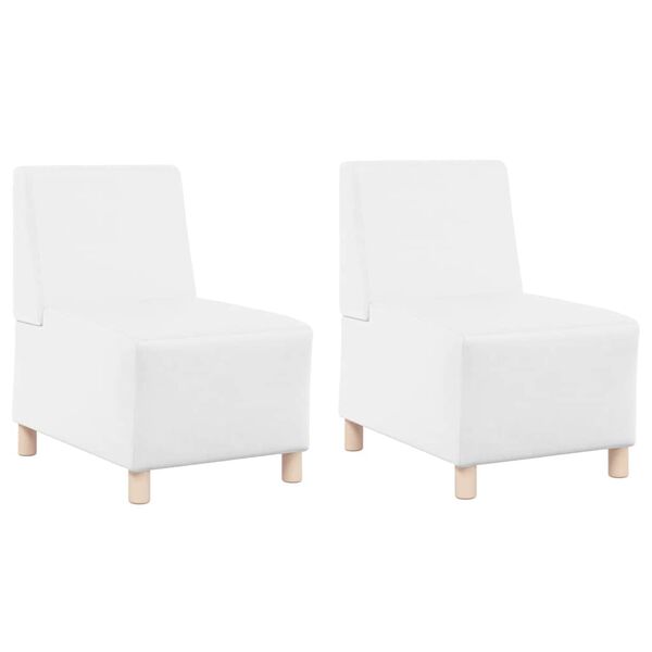 vidaXL Modulsofa utan armst&ouml;d 2 pcs Vit 55 x 74 x 82 cm Konstl&auml;der