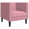 vidaXL Soffgrupp chesterfield 3 delar bolsterkuddar rosa sammet