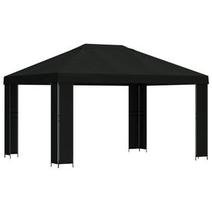 vidaXL Paviljong 4 &times; 3 m Svart Polyester och St&aring;l 190 gsm