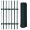 vidaXL Stängsel med stolpe Grön 0,4 x 50 m Stål och PVC