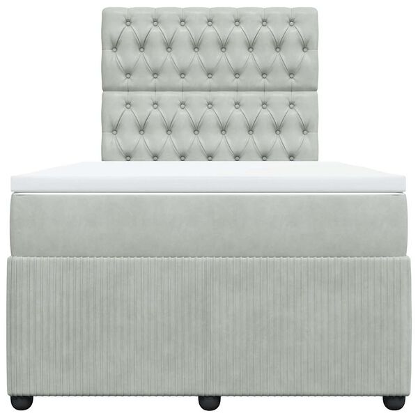 vidaXL Rams&auml;ng med madrass ljusgr&aring; 120x200 cm sammet