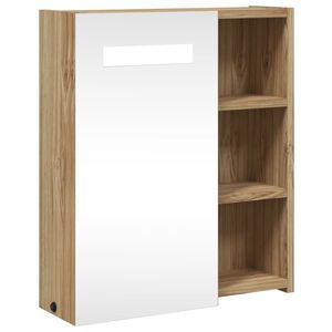 vidaXL Spegelsk&aring;p och LED-lampa ek 45x13x52 cm