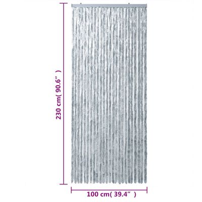 vidaXL Insektsgardin vit och grå 100x230 cm chenille