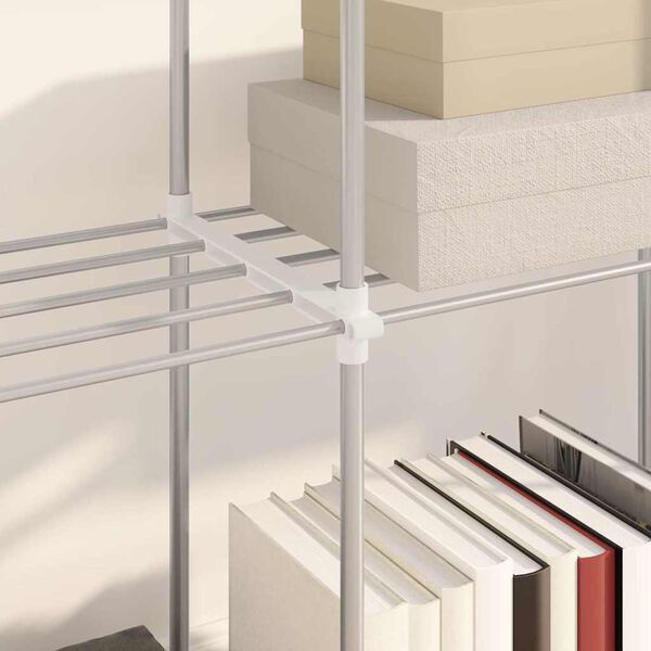 vidaXL Tubular Shelf med lagring Vit 129 x 27 x 132 cm Aluminium