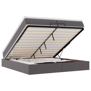 vidaXL Ottoman s&auml;ngram med madrasser gr&aring; 200x200 cm konstl&auml;der