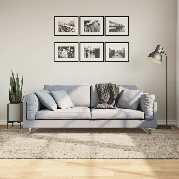 vidaXL Matta ISTAN l&aring;ngluggad glansig beige 160x230 cm