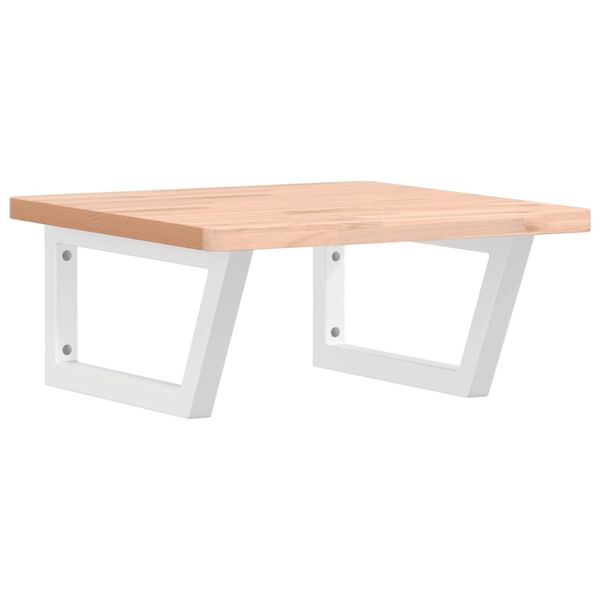 vidaXL V&auml;ggmonterad handfatshylla st&aring;l och massiv bok