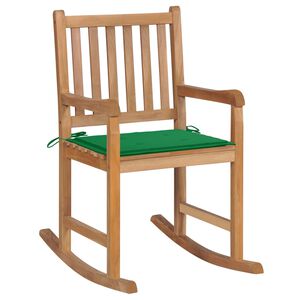 vidaXL Gungstol med gr&ouml;n dyna massiv teak