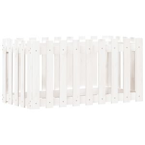 vidaXL Odlingsl&aring;da med staket-design vit 100x50x50 cm massiv furu