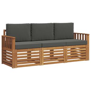 vidaXL Soffgrupper 3 pcs Naturlig och Antracit Massivt Akaciatr&auml;