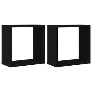 vidaXL V&auml;gghylla kubformad 2 st svart ek 30x15x30 cm konstruerat tr&auml;