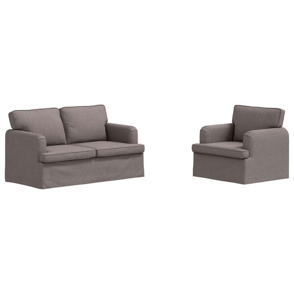 vidaXL Soffa 2 pcs Taupe 144 x 80 x 85 cm tyg