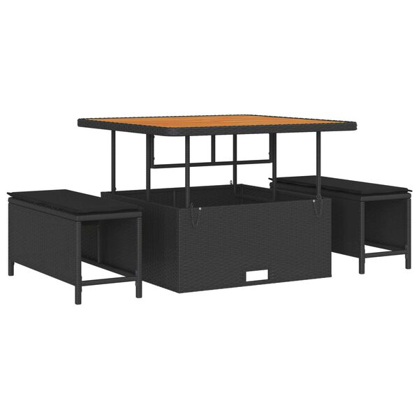 vidaXL Trädgårdsoffset med kudde med lagring med kudde 13 pcs Svart