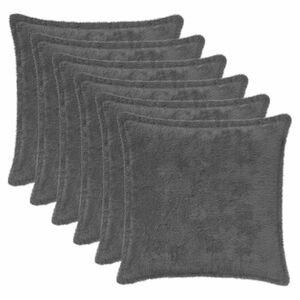 vidaXL Kudd&ouml;verdrag 6 st HOUTEN M&ouml;rkgr&aring; 30 x 30 cm Faux Kaninp&auml;ls