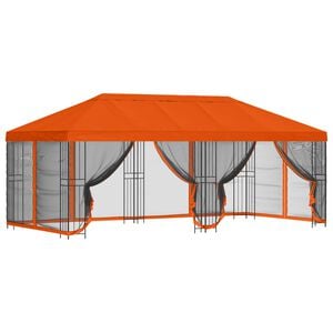 vidaXL Paviljong med v&auml;ggar 6 x 3 m Orange Polyester och St&aring;l 190 gsm