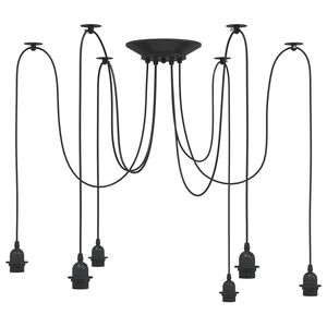 vidaXL Pendellampa med 6 lamph&aring;llare E27 svart metall
