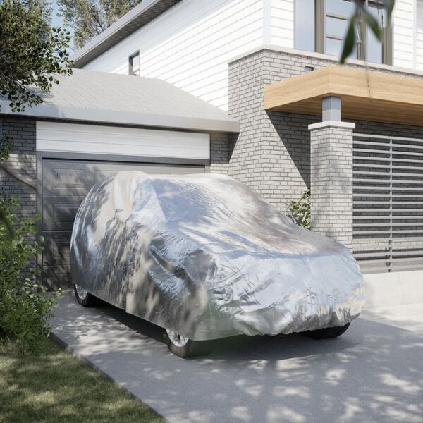 vidaXL Bil&ouml;verdrag f&ouml;r SUV med sp&auml;nnband silver XL helt&auml;ckande