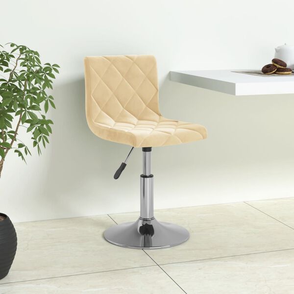 vidaXL Barstol gr&auml;ddvit sammet