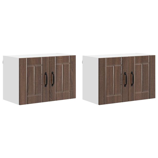 vidaXL K&ouml;kv&auml;ggssk&aring;p 2 pcs Brun Ek 60 x 31 x 40 cm Konstruerat tr&auml;