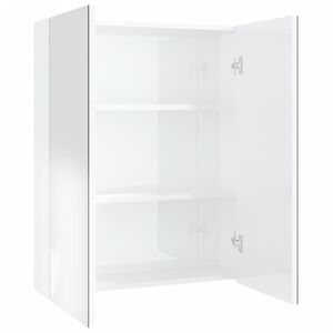 vidaXL Spegelsk&aring;p f&ouml;r badrum vit gl&auml;nsande 60x15x75 cm MDF