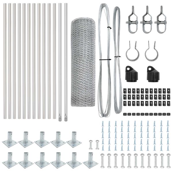 vidaXL St&auml;ngselstolpe Silver 25 x 0,4 m (25 mm n&auml;t) St&aring;l