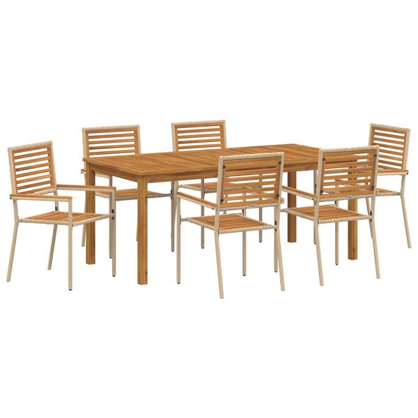 vidaXL Trädgårdsmöbelset 7 pcs Beige Massivt Akaciaträ