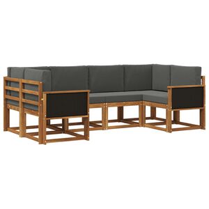 vidaXL Utomhussoffset 6 pcs Naturlig och Antracit Massivt Akaciatr&auml;